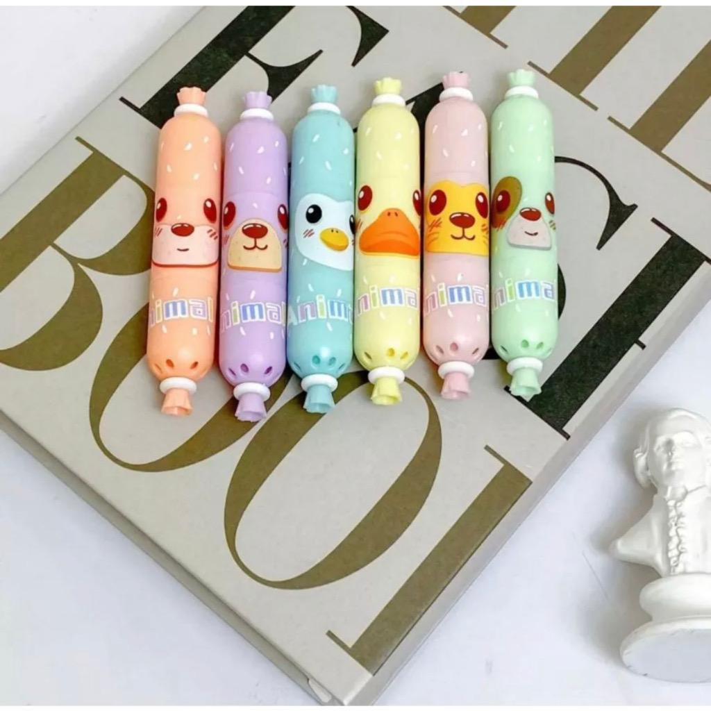 

JT88 - Stabilo 2 Sisi 6Pcs Bentuk Sosis Lucu Stabilo 2 arah Bentuk Sosis