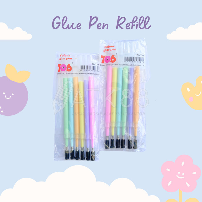 

REFILL Glue Pens Colours 6pcs Set DIY Isi Lem Pulpen Cair Craft Warna