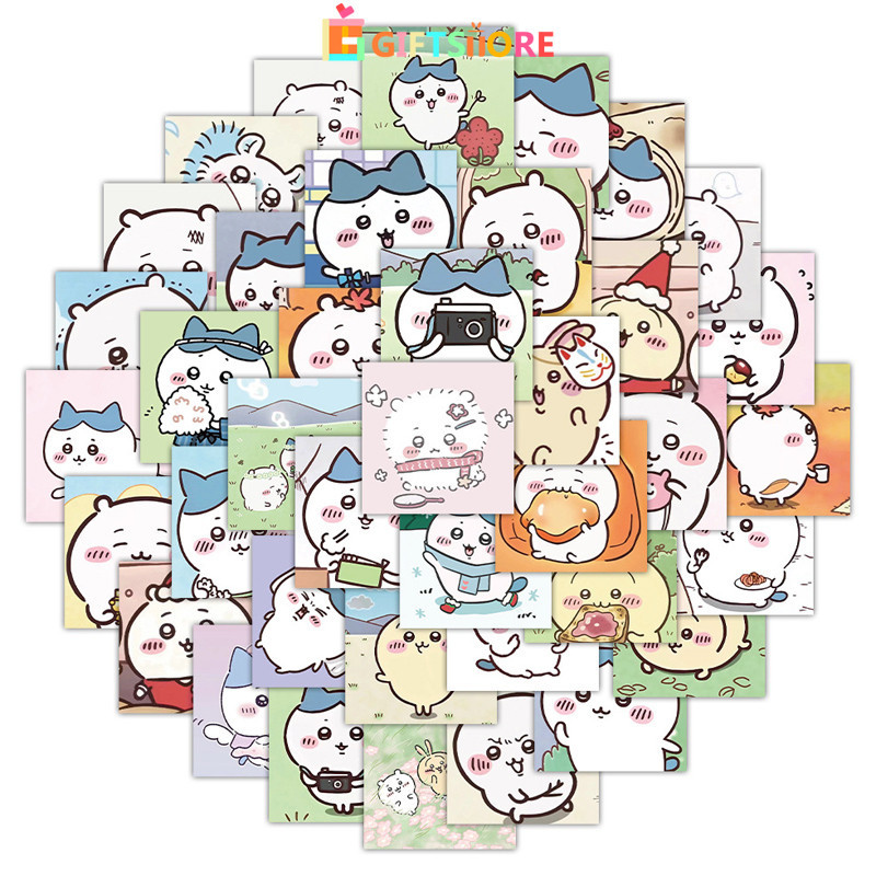 

✨COD 60PCS Stiker Lucu Chiikawa Motif Kartun Korea Aesthetic Tempelan Momo Dekorasi Buku Handbook Scrapbook DIY Karakter-GS