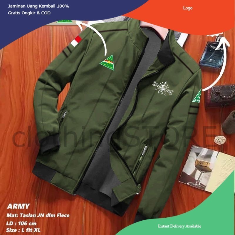JAKET RIJALUL ANSOR NU NAHDLATUL ULAMA FULL FURING WATREPROOF OUTDOOR