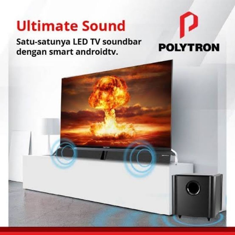 LED TV 43 Inch Polytron Android Smart TV PLD 43BAG9953 + Soundbar &amp; Subwoofer garansi resmi