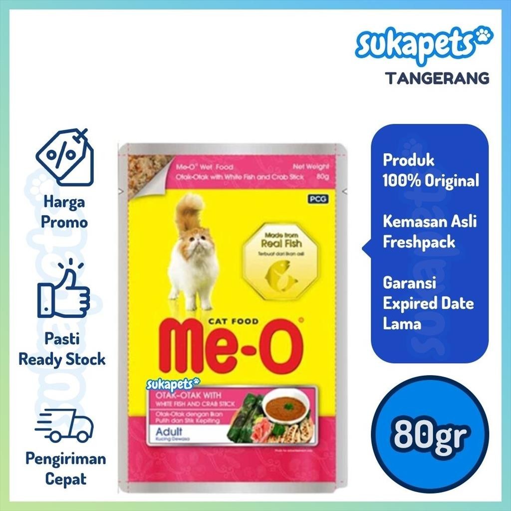 Meo Pouch Otak Otak White Fish Crab Stick Makanan Kucing Basah 80gr