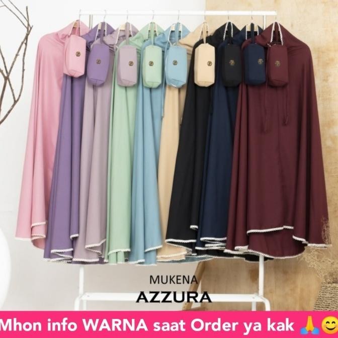 Mukena Dewasa Katun AZZURA Polos 2in1 Travel 2 in 1 Traveling Azura