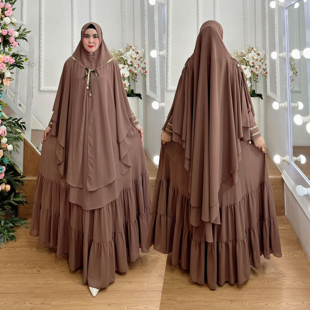 100% Original One Set Gamis Syari Jubah Kode TALITE Bahan Ceruty Babydoll Premium By Ory AjeZas Coll