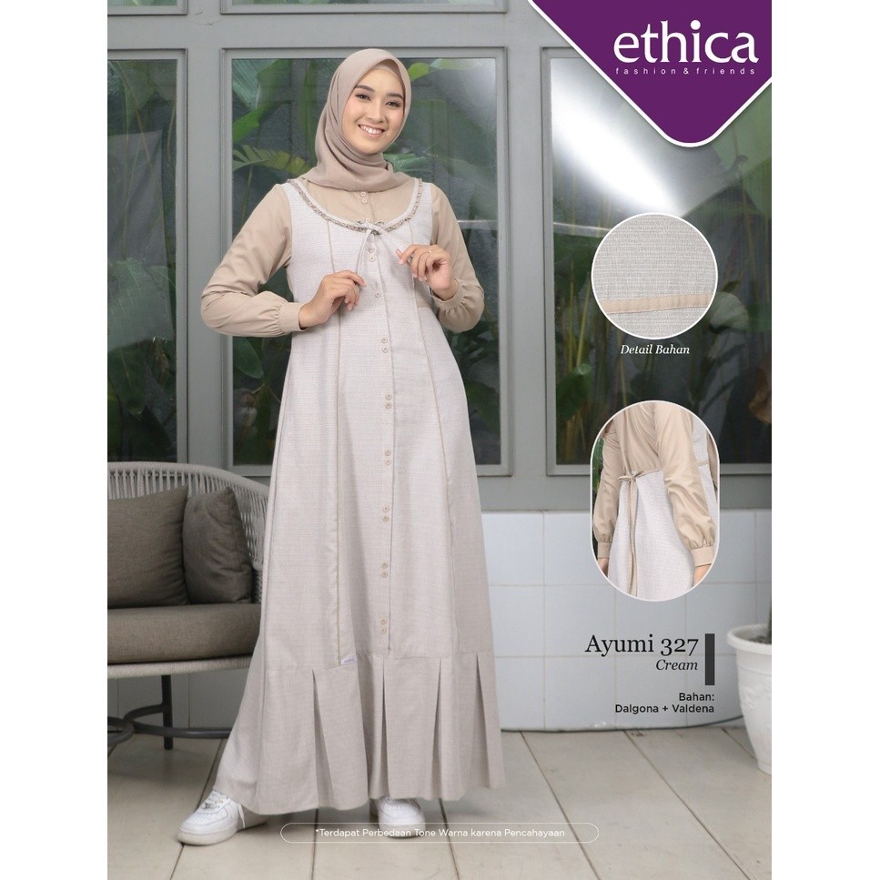 CUCI GUDANG AYUMI 327 CREAM AYUMI 327 BLACK AYUMI 327 GREEN  GAMIS ETHICA BUSUI FRIENDLY BAHAN DALGO