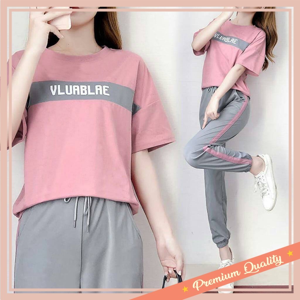 Set Olahraga Pakaian Sport Healing Jogging Murah Korean Style / Setelan Valab - Baju Setelan Olahrag