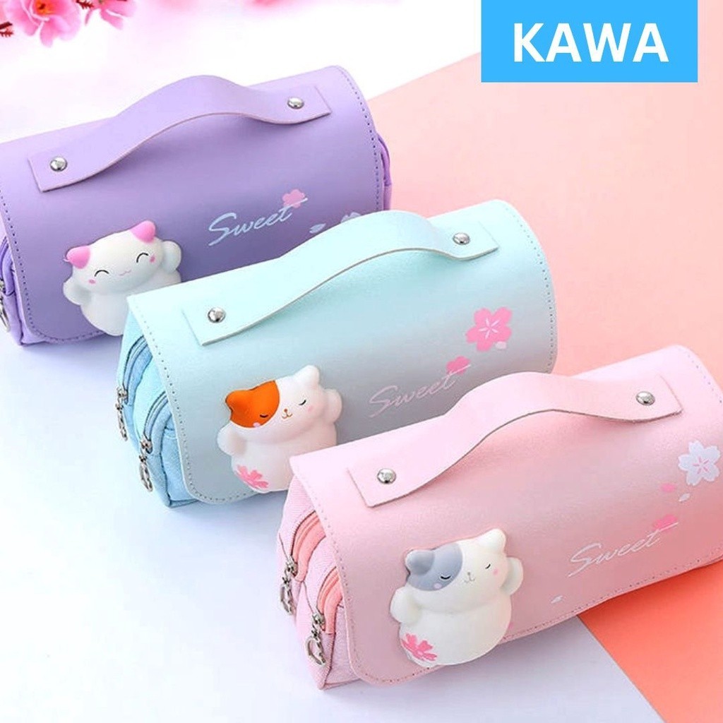 

KAWA Kotak Pensil Squishy Lucu Kain Pencil Case Aesthetic Multifungsi