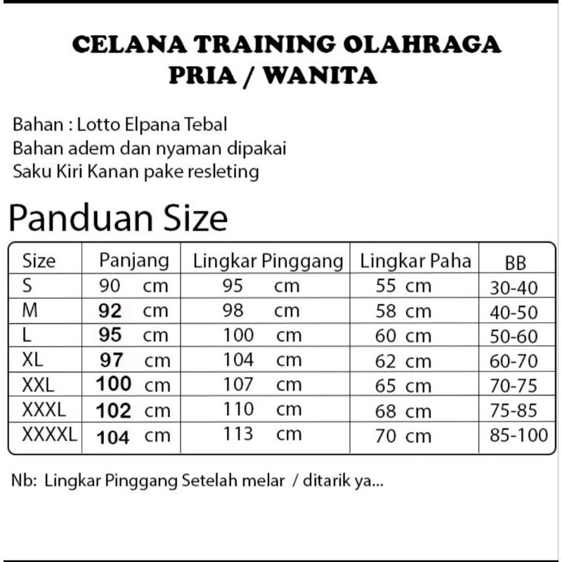 Celana olahraga panjang pria wanita training trening sport lari joging senam original hitam keren Ri