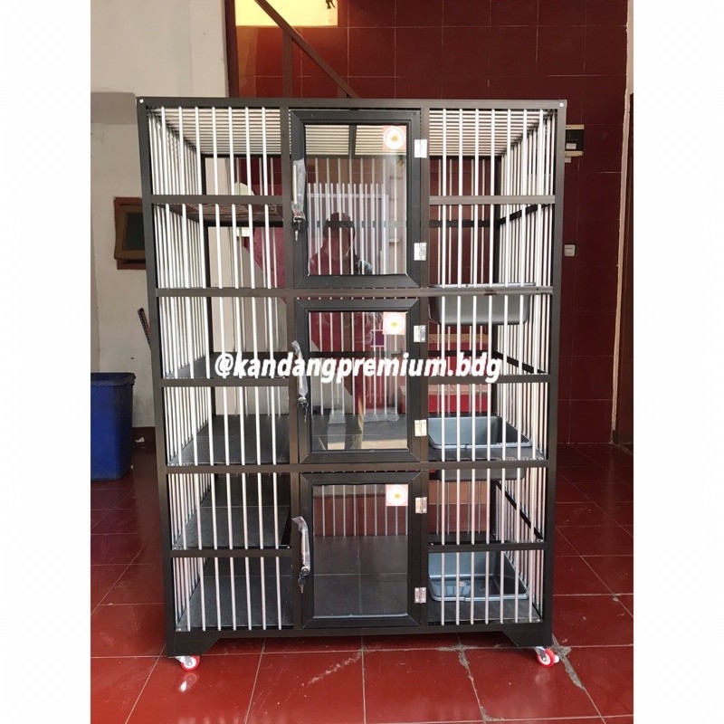 kandang kucing 3 kamar 3 pintu alumunium aluminium besar permanen murah