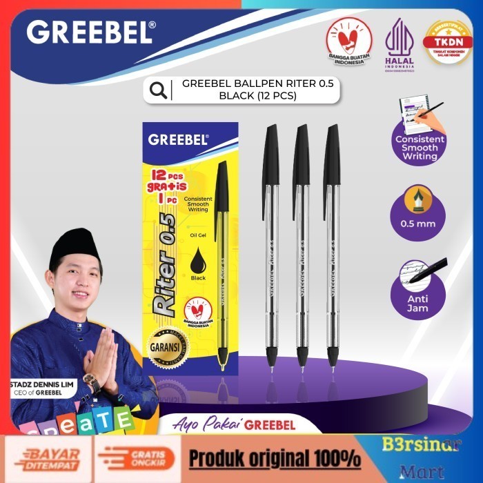 

[COD] DISKON GREEBEL PULPEN RITER 0.5 BLACK (12 PCS/SET)/Ballpen/Ballpoin/Pena Berkualitas