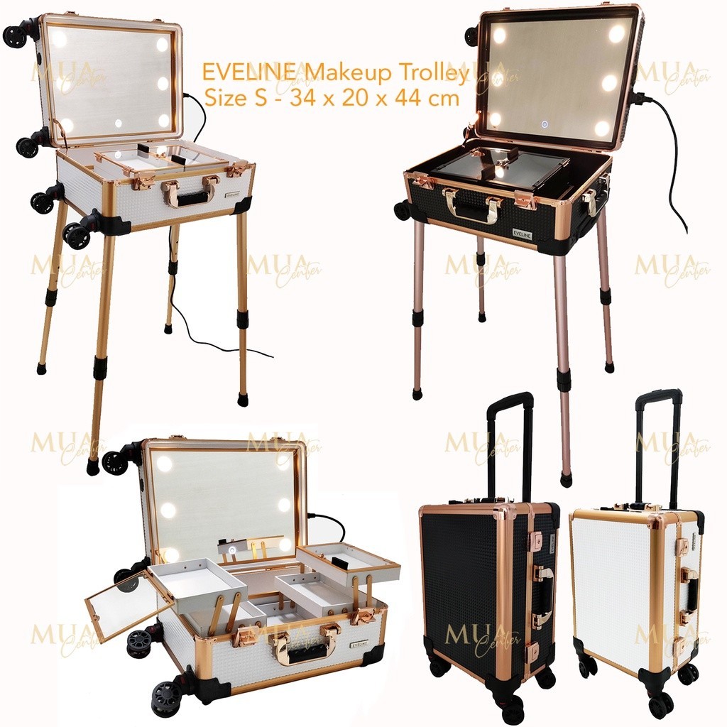 Beauty case / Koper troli makeup kaca lampu EVELINE S