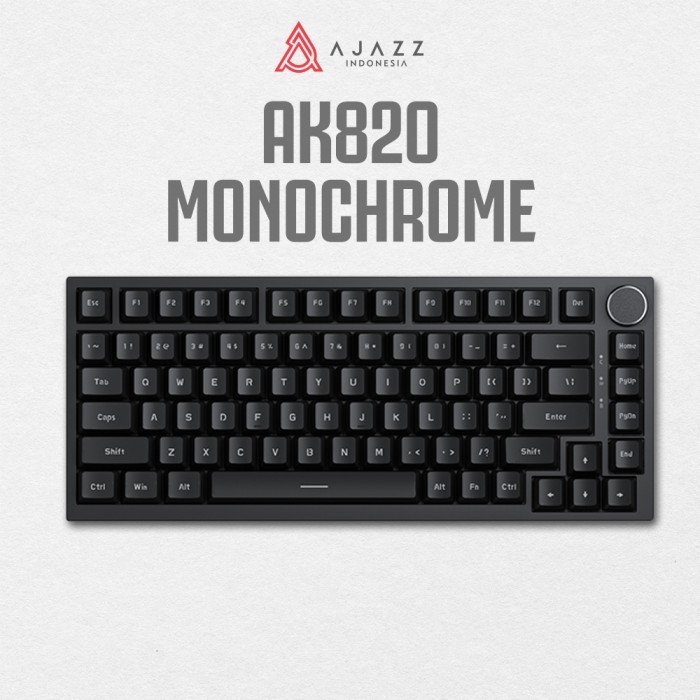 Ajazz AK820 Monochrome 75 Mechanical Keyboard Wired White/Blue Light - WHITE, BLUE SWITCH
