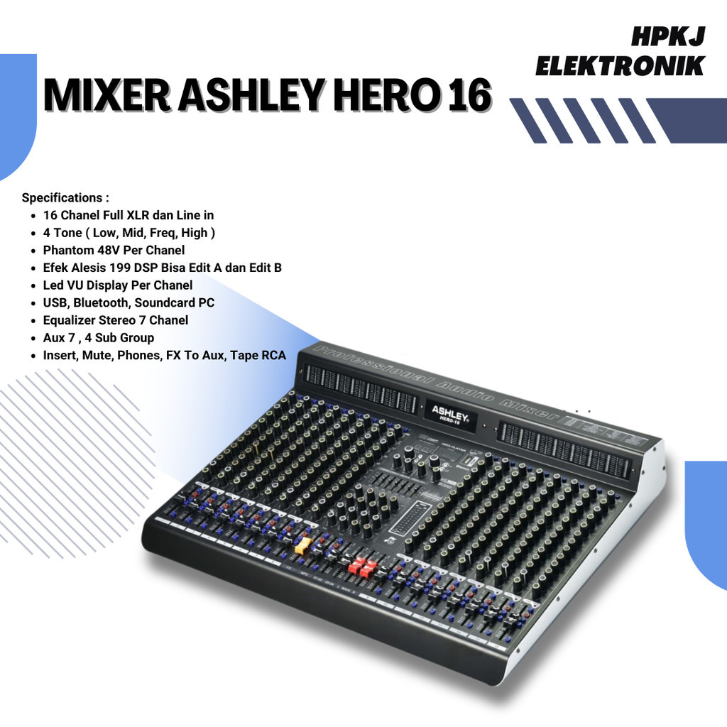 MIXER AUDIO ASHLEY HERO 16 HERO16 16CH Mixer audio ashley hero 16