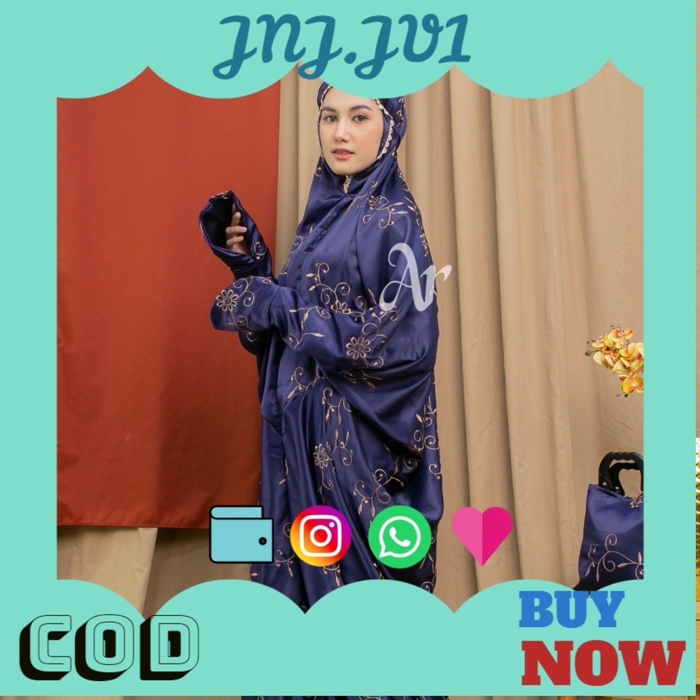 5.5 BIG SALE ALRIZKY - Mukena TERUSAN Dewasa Sutra Velvet Full Bordir Gracella Bunga Teratai Terlari