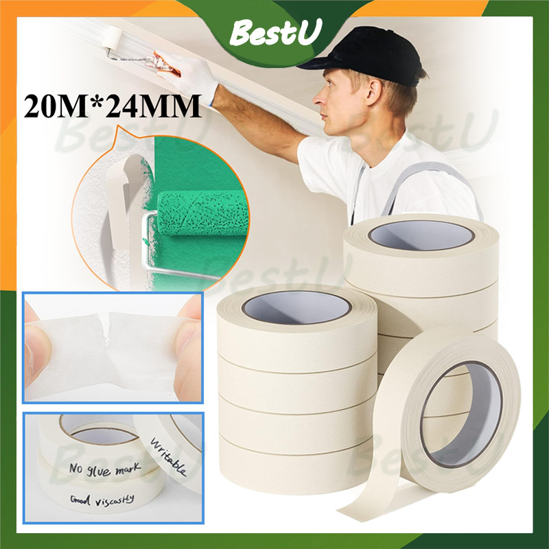 Masking Tape Uk24mm*20m/Isolasi Lakban/Masking Tape/isolasi masking tape/masking tape perekat kualit