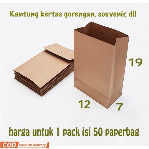 

kantung kertas coklat 12x19 paper bag kantong gorengan roti makanan paper bag snack food grade