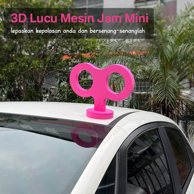 POPOCOLA✿Hiasan mobil/hiasan atap/Stereo Angin Besar/3d Lucu Mesin Jam Mini Lucu Universal Mobil Bat