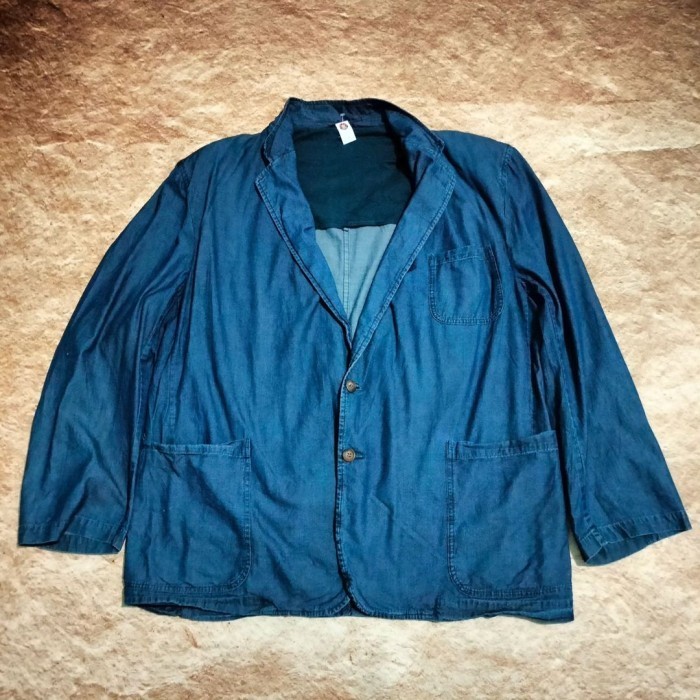 jaket jeans outer RUFF HEWN jaket denim cardigan pria size XXL