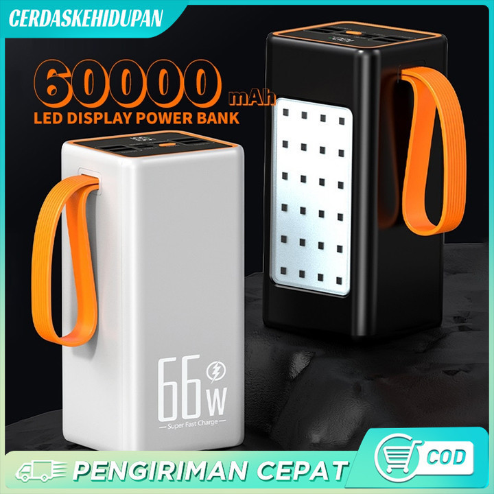 PRODUK TERBARU # Powerbank Robot 60000 Mah Lampu Berkemah Portabel 66W+PD20W Fast Charging Power Ban