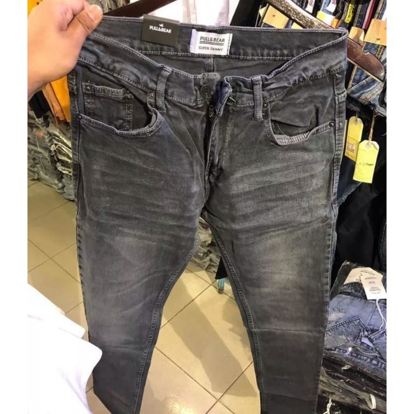 CELANA JEANS PULL&BEAR PRIA GREY WASH WHISKER PRIA PULL AND BEAR PNB PULLANDBEAR PULL & BEAR ABU ABU