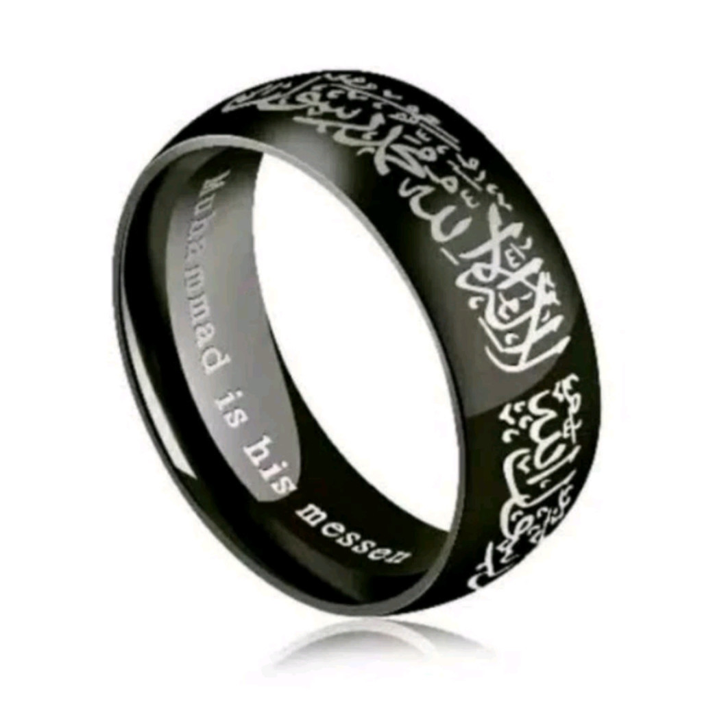 [ COD ] Cincin Hitam Titanium Tauhid Anti Karat / Cincin Tauhid Islam / Cincin Titanium Tauhid ORi A