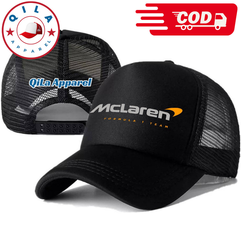 QiLa Apparel Topi Trucker MCLAREN - Topi Distro MCLAREN Logo - Topi MCLAREN Premium - Topi Pria Dewa