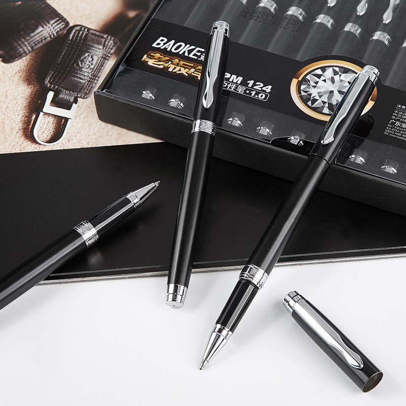 

BAOKE Pulpen Gel Logam 1.0 mm Tinta Hitam Luxury Stainless Steel Gel Pen Signature Pen PM124