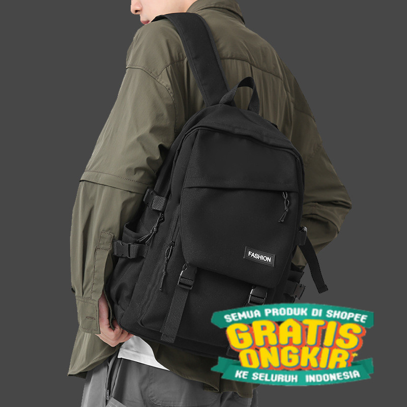 Tas Ransel Backpak Fashion Pria dan Wanita Tas Sekolah Distro Polos Fashion/ kado hadiah