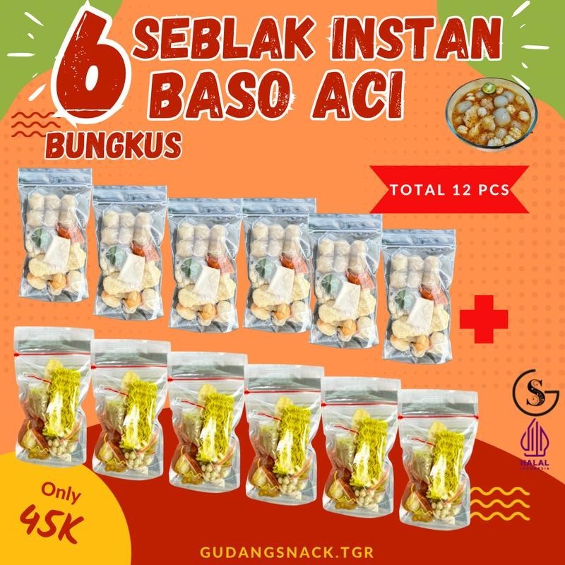 

PAKET BUNDLING HEMAT 12 (6 pcs seblak 6pcs baso aci ) MAKANAN INSTAN mie food Kaldu Pedas