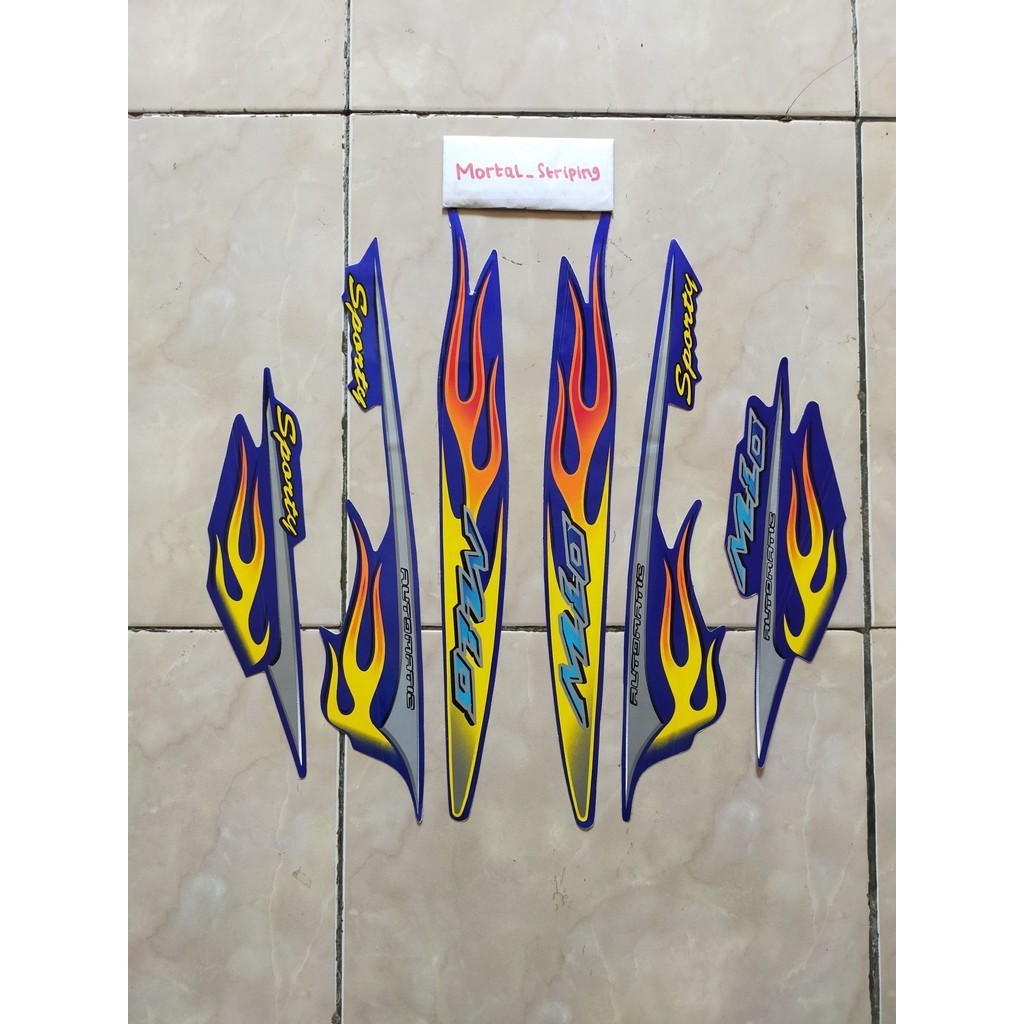STICKER STRIPING FULL SET LIST BODY MOTOR MIO SPORTY SMILE MIO API 2006 FUL BIRU STANDAR TERBAIKKK
