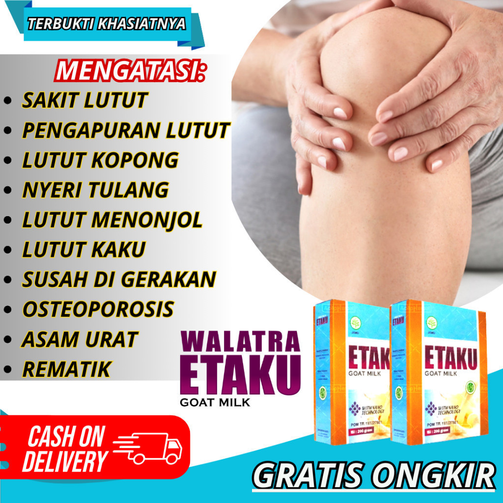 

Flashsale Etaku Disc 1 Box 45% Obat Pengapuran Lutut Kopong Keropos Osteoporosis Sakit Tulang Nyeri Sendi Radang Sendi Nyeri Otot Syaraaf Kejepit Sakit Pinggang dengan Walatra SUSU ETAKU Susu Kambing Etawa Asli