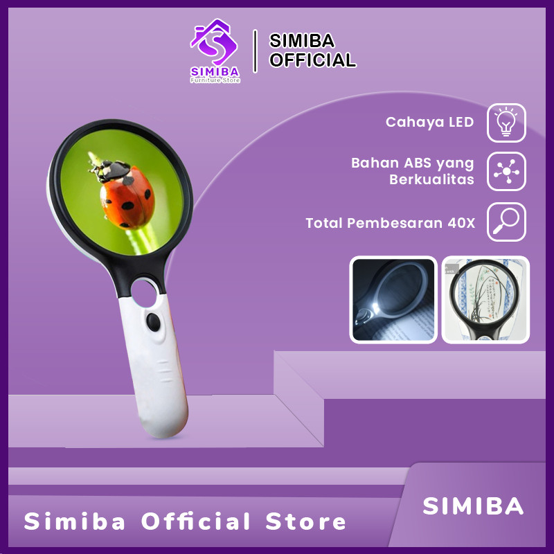 

2in1 Pembesar Dengan Lampu 3 LED Membaca Magnifying Glass Kaca Pembesar LED