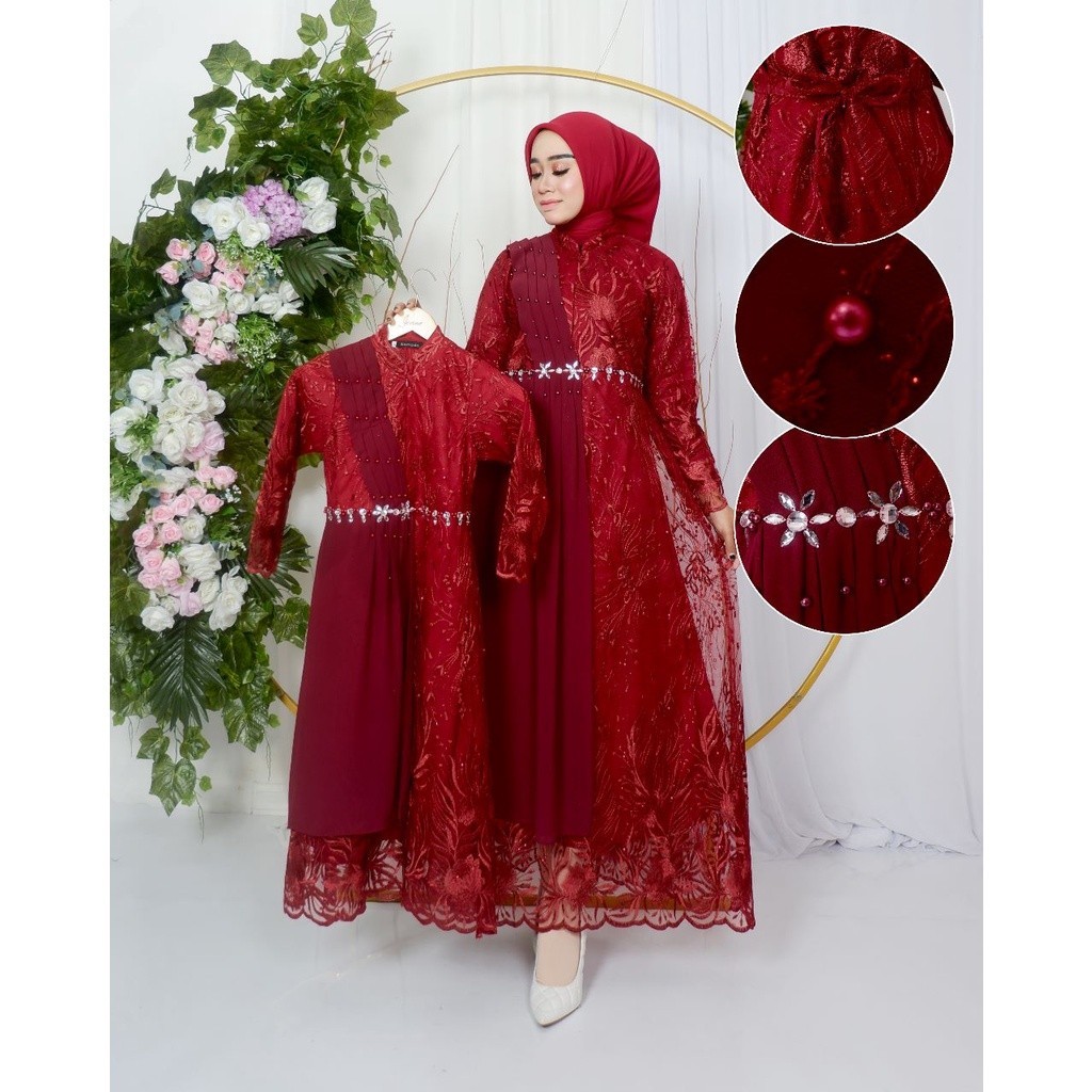 Permata Olshop / Couple Kebaya Ibu Dan Anak Perempuan / Gamis Kebaya Couple Ibu Anak / Kebaya Modern
