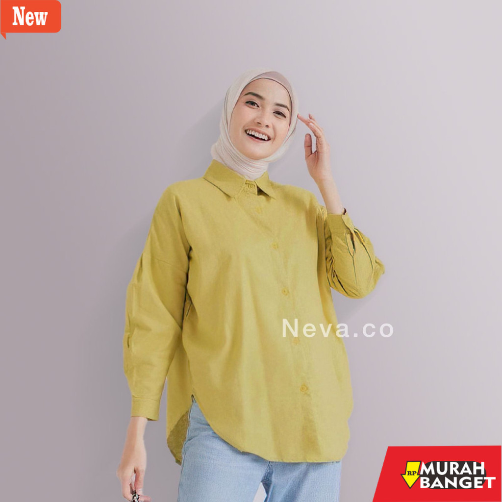 Atasan Wanita Kekinian Kemeja Linen Silang Belakang Neka Shirt OOTD Remaja Kekinian