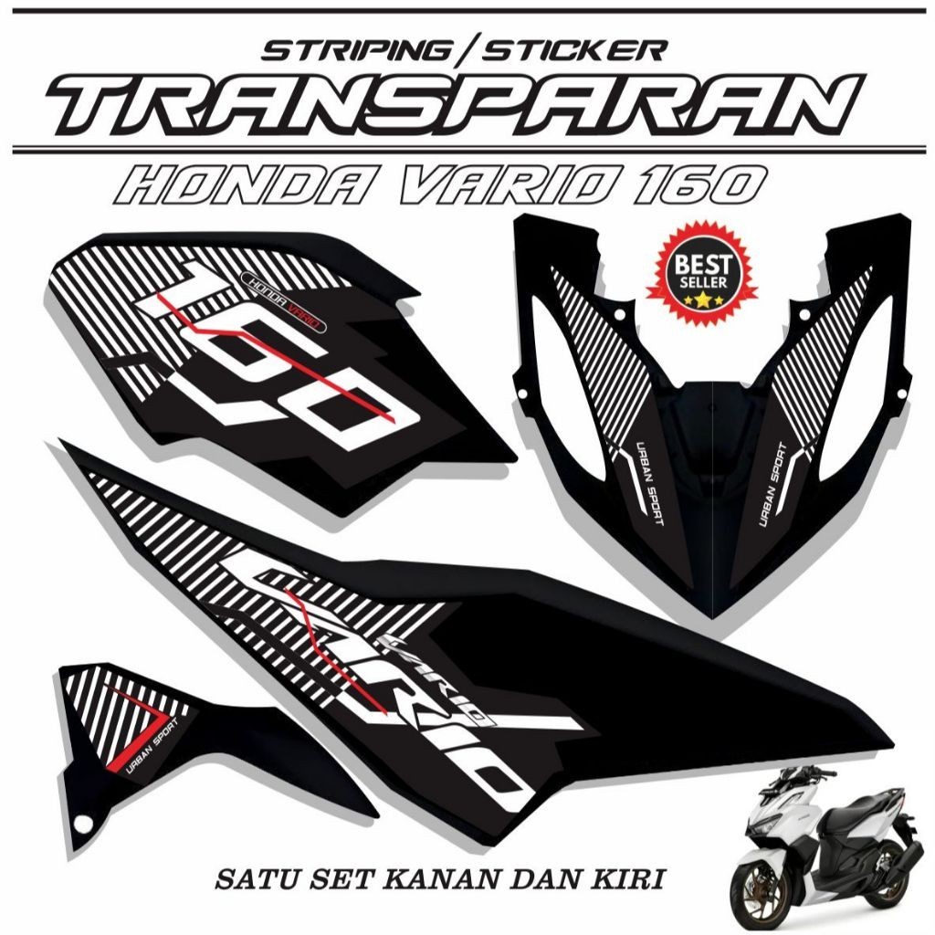 STIKER MOTOR STRIPING VARIO 160 STICKER VARIASI TRANSPARAN UV MOTOR VARIO 160 STIKER STIKER LIST