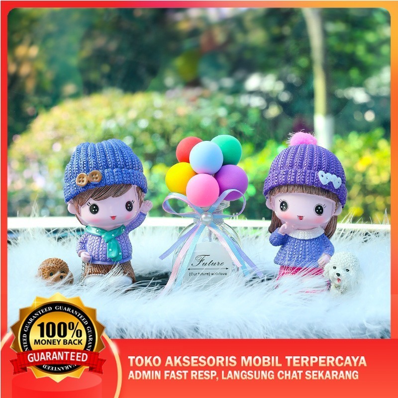 Hiasan Dashboard Mobil Cantik Couple With Dog Winter Pajangan Mobil Unik Pajangan Dashboard Unik