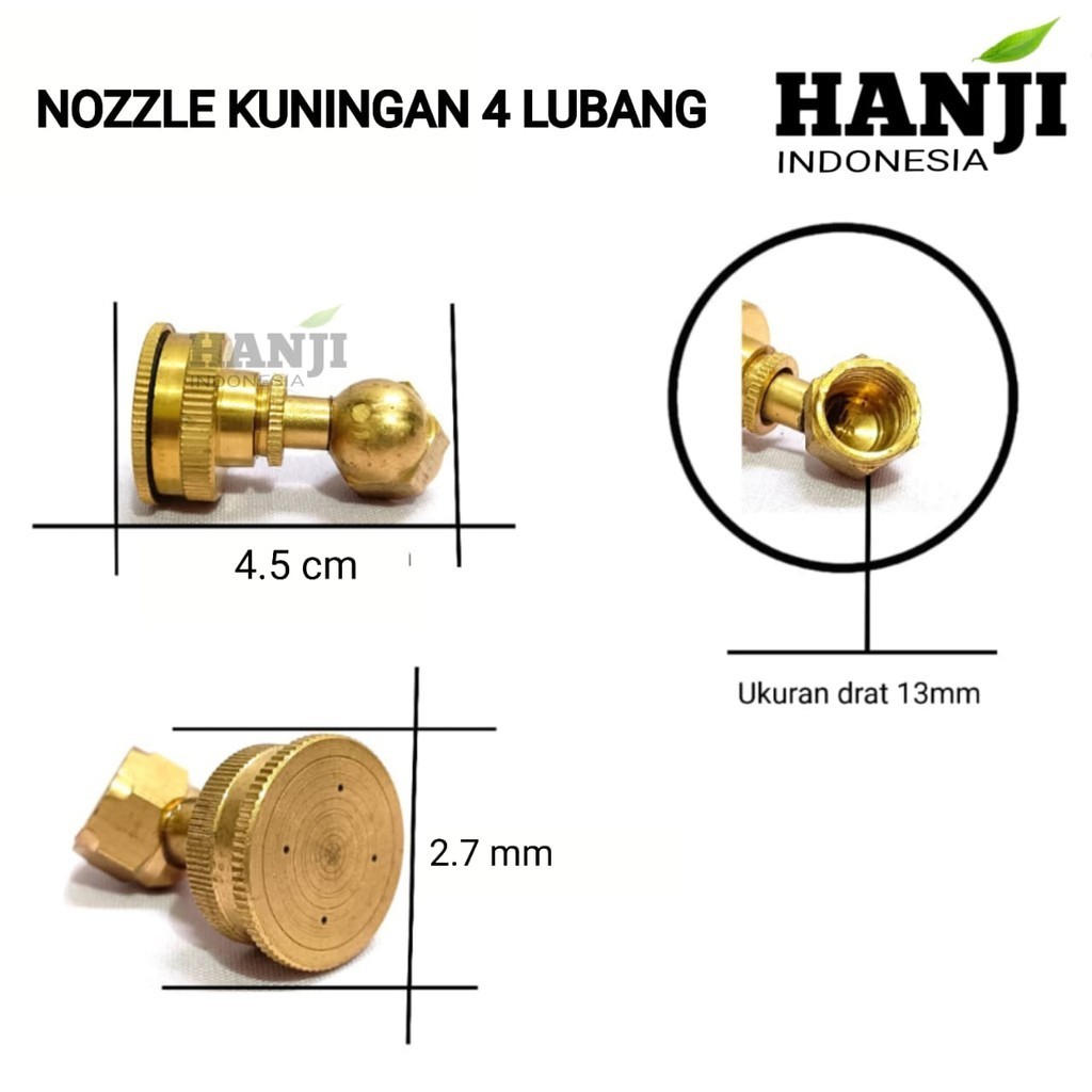 Noozle Prayer Kuningan 4 Lubang - Noozle Spuyer 4 Lubang