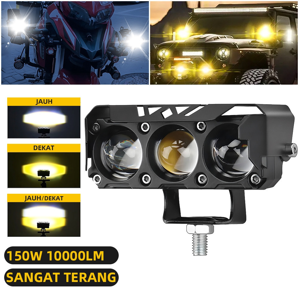 Lampu Tembak LED Laser/Lampu Sorot Laser SQL 3 Mata 2 Warna/HI LOW 60 WATT LAMPU TEMBAK MOTOR MOBIL/