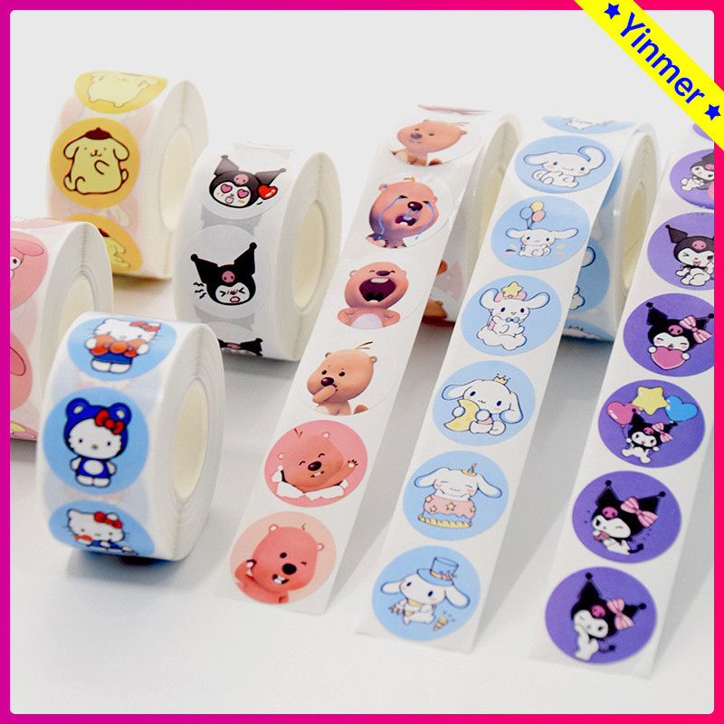 

COD✨Stiker Kartun Sanrio Stiker Penyegelan Kuromi Melodi Stiker Bulat Lucu-Yinmer