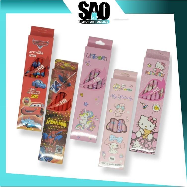 

SAO - S6290 Cute Pensil Belajar / Set 12 PCS dengan Motif Karakter