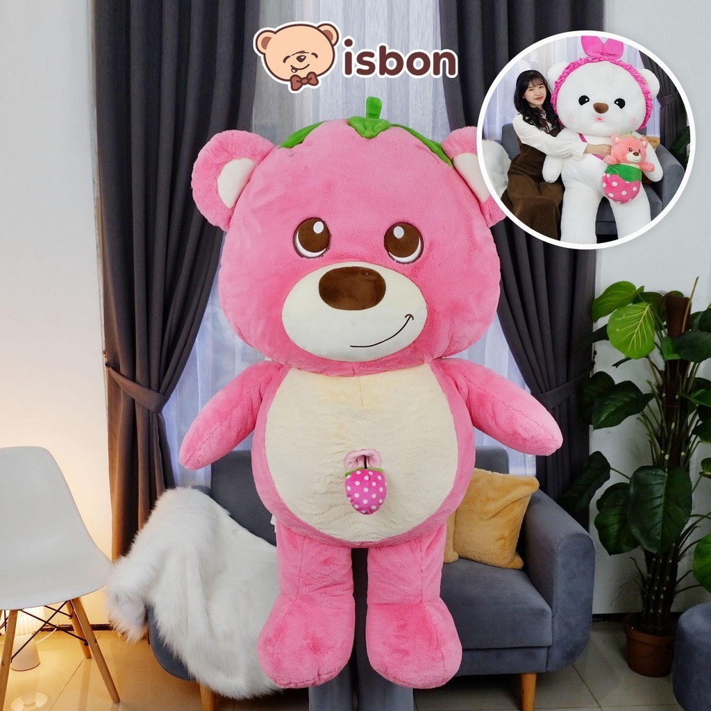 ISTANA BONEKA Floopy Berry Merry Jumbo 43in Beruang Pink Mainan Anak Hadiah Ulang Tahun Spesial Prem