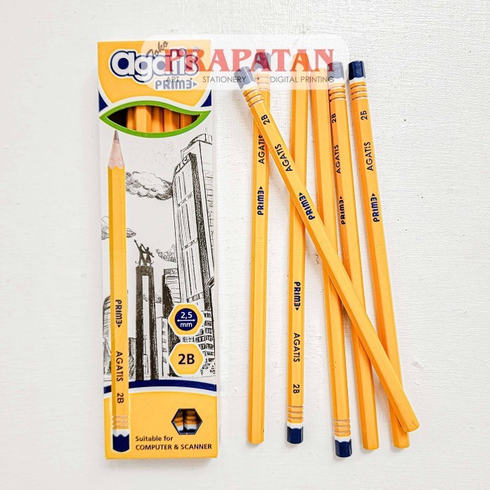 

DS99 Pensil Tulis Agatis Yellow Prime 2B | Graphite Pencils - 1BOX ISI 12PCS