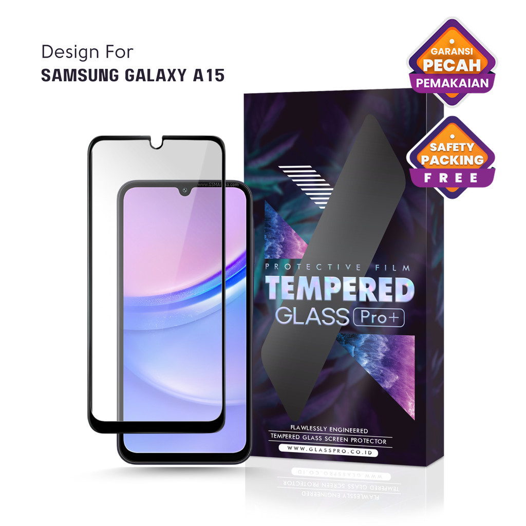 Premium Tempered Glass Samsung Galaxy A15 Full Cover - Anti Gores Kaca Screen Protector Screen Guard