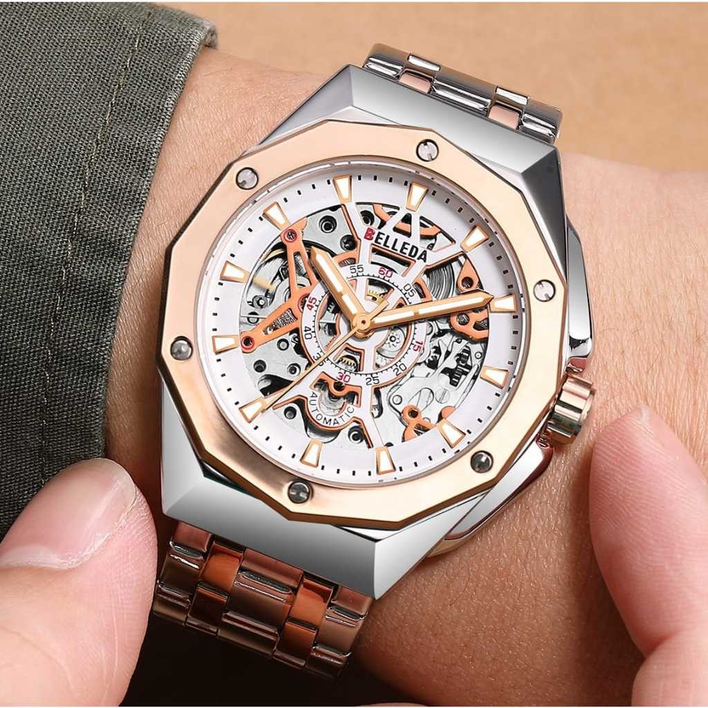Buy 1 Get 1 BELLEDA 9476 RANTAI Jam Tangan Pria Rantai Otomatis Original Anti Air