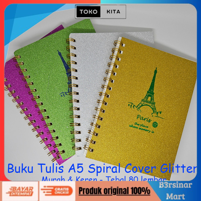 

[KUALITAS TERBAIK] Buku Notebook A5 Spiral Cover Glitter Tebal 80 lembar No 32K-1001