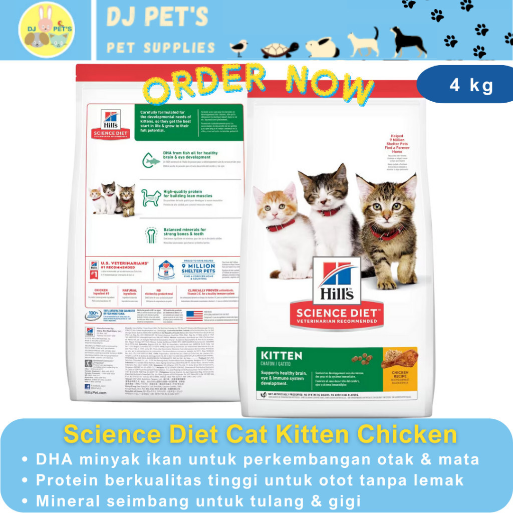 Hill's Science Diet Kitten Chicken 4 kg Makanan anak kucing dan betina hamil dan menyusui