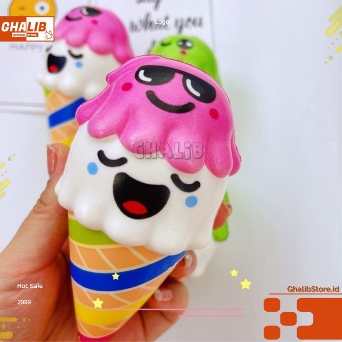 FUNNY FACE ICE CREAM SQUISHY Squishi Es Krim Cone Besar Jumbo lucu