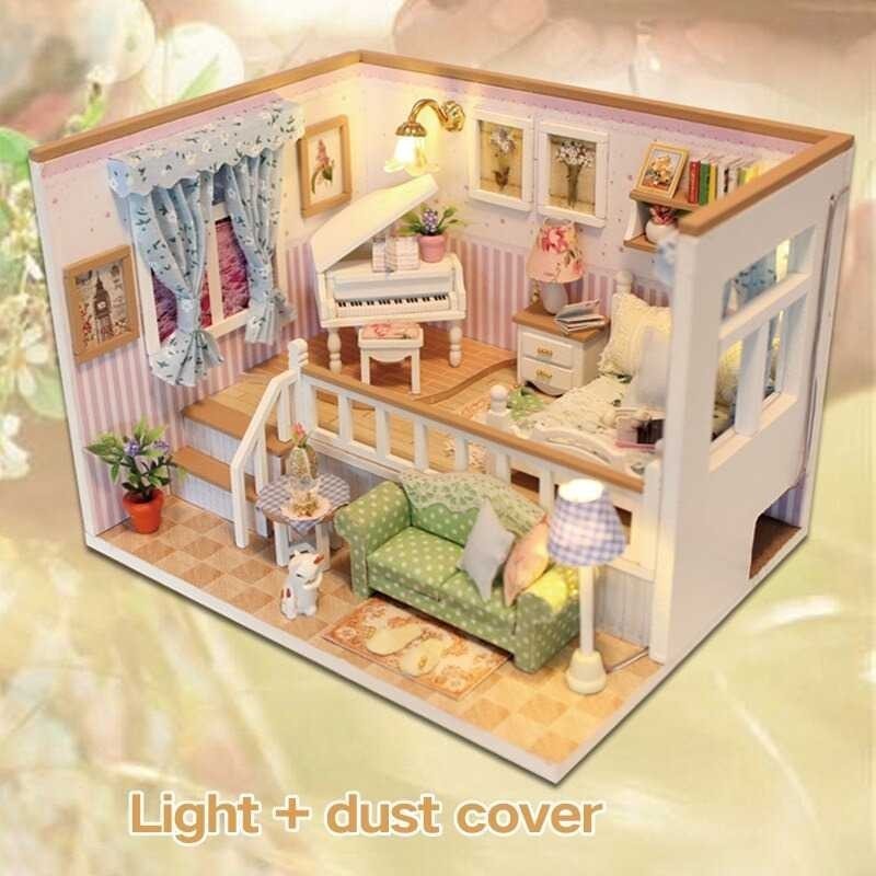 HONGDA Sylvanian Room Miniatur Rumah Boneka 3D DIY 1:24 with Cover