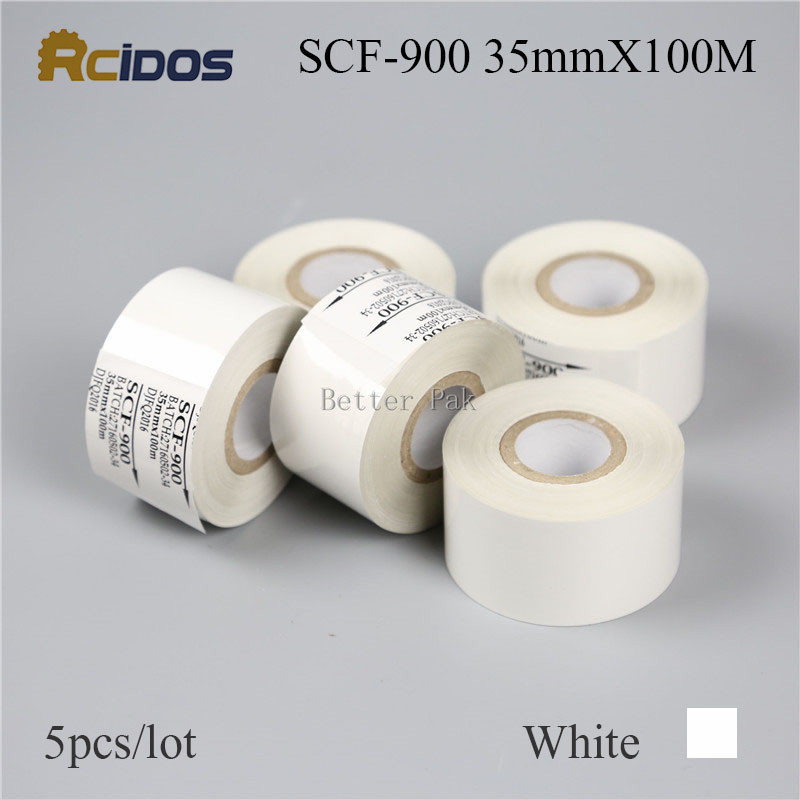 

SCF 900 25/30/35Mm * 100M Mesin Coding Warna Pita RCIDOS Warna Putih Pita, Mesin Pembungkus Warna Ribbion (5Roll/Lot)