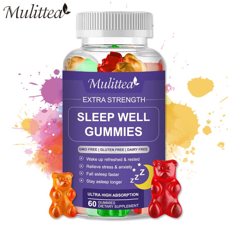 Mulittea Sleep Melatonin Gummies Sleep Support Vitamin Supplement Sleep Aid Stress Relief & Calm Moo